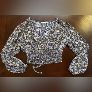 Elodie Floral Women's Top - Blue and Yellow size L